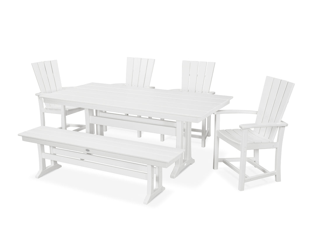 POLYWOOD® Quattro 6-Piece Farmhouse Dining Set with Trestle Legs and Bench