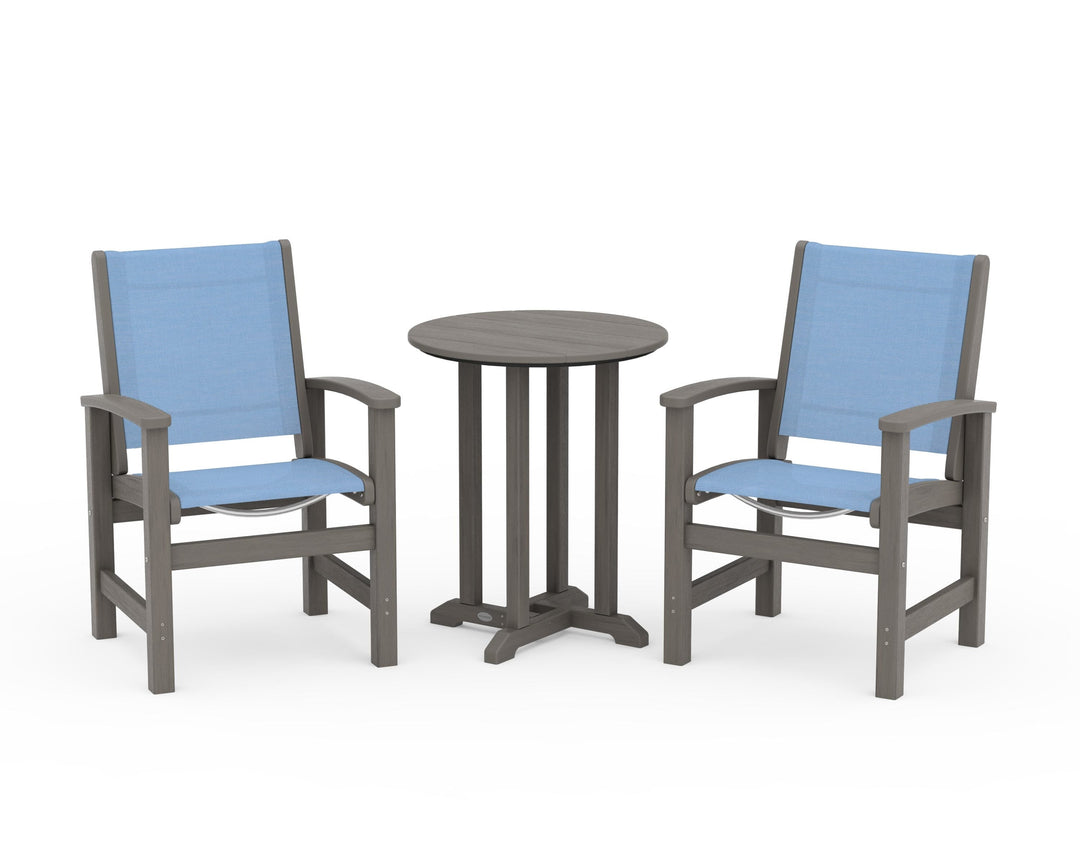 POLYWOOD® Coastal 3-Piece Round Bistro Dining Set
