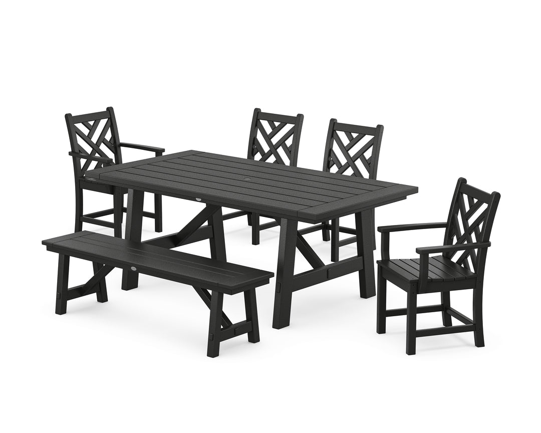 POLYWOOD® Chippendale 6-Piece Rustic Farmhouse Dining Set With Bench