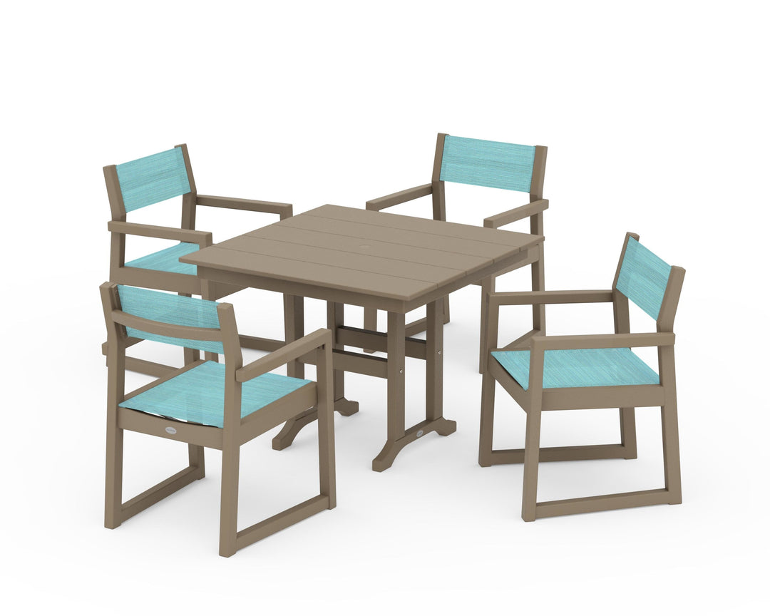 POLYWOOD® EDGE Sling Arm Chair 5-Piece Farmhouse Dining Set