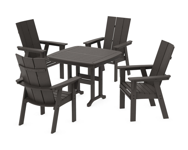 POLYWOOD® Modern Curveback Adirondack 5-Piece Dining Set