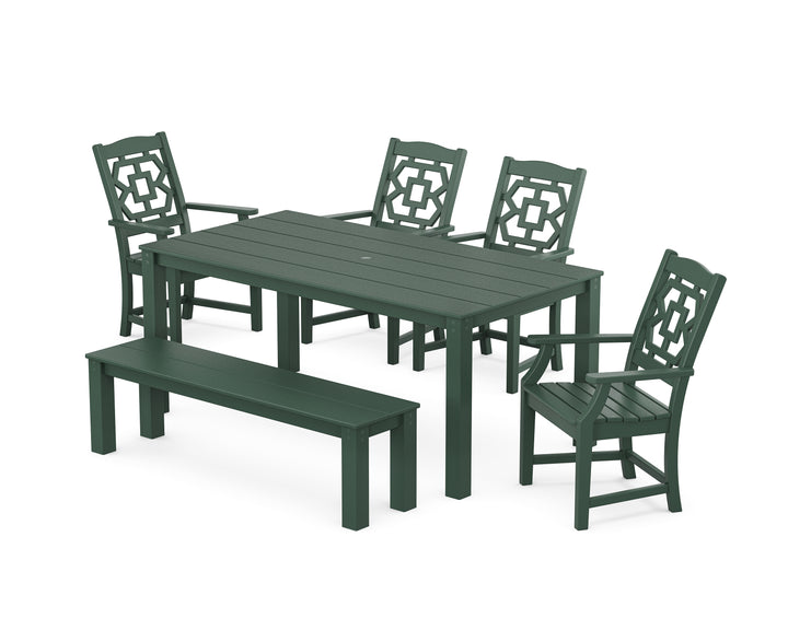 Martha Stewart by POLYWOOD® Chinoiserie 6-Piece Parsons Dining Set with Bench