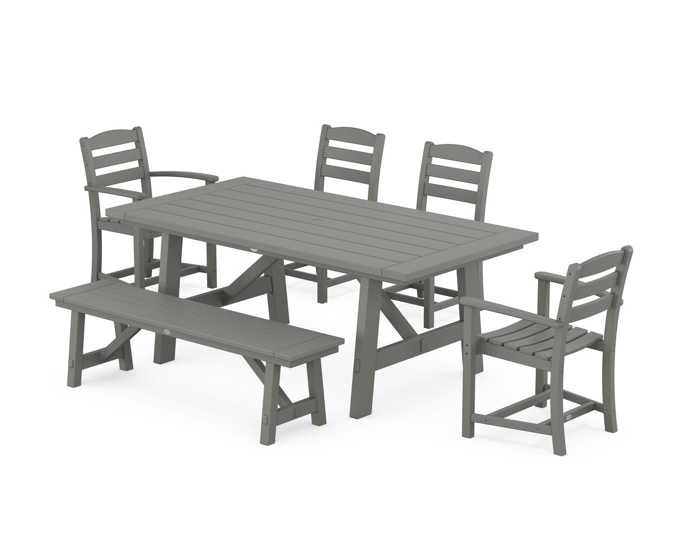 La Casa CafŽ 6-Piece Rustic Farmhouse Dining Set with Bench