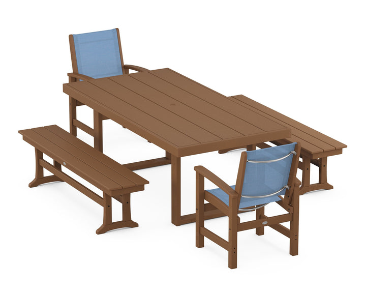 POLYWOOD® Coastal 5-Piece Dining Set with Trestle Legs
