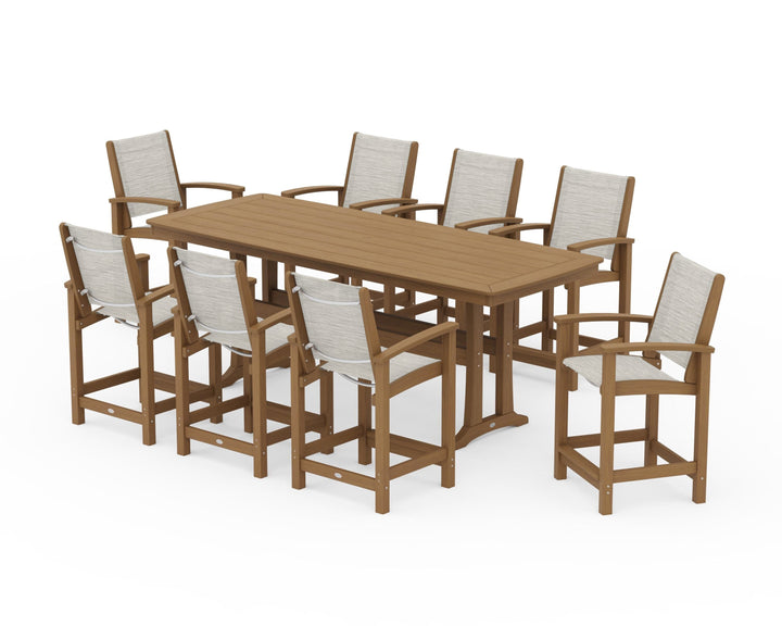POLYWOOD® Coastal 9-Piece Counter Set with Trestle Legs
