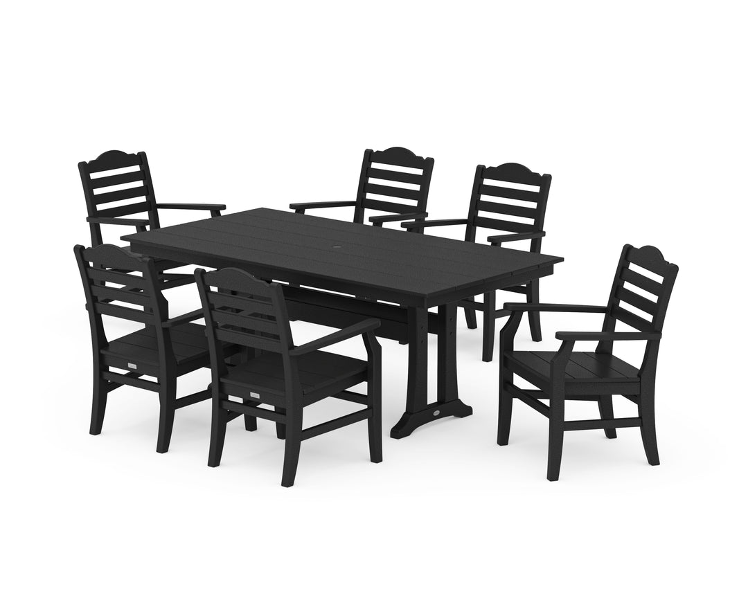 POLYWOOD® Savannah Arm Chair 7-Piece Farmhouse Dining Set with Trestle Legs