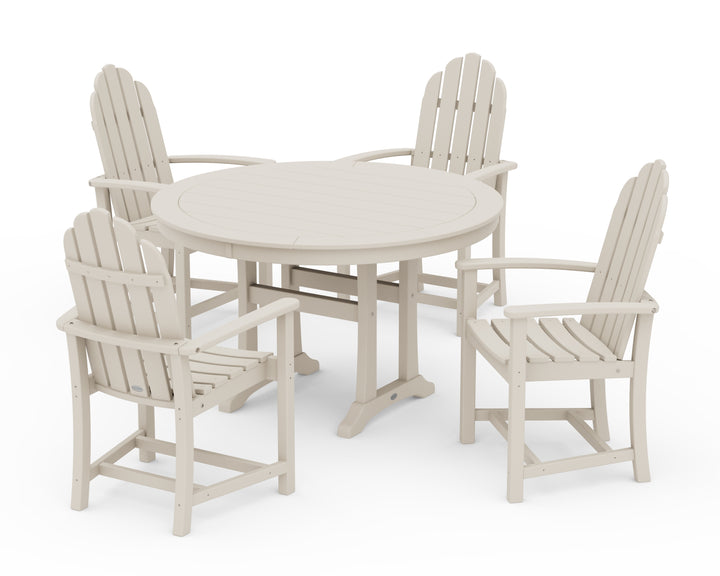POLYWOOD® Classic Adirondack 5-Piece Round Dining Set with Trestle Legs