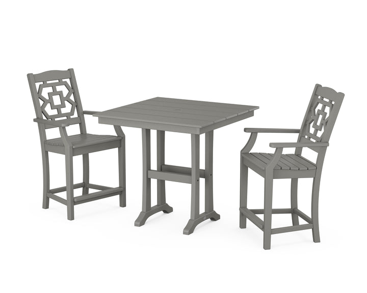 Martha Stewart by POLYWOOD® Chinoiserie 3-Piece Farmhouse Counter Set with Trestle Legs