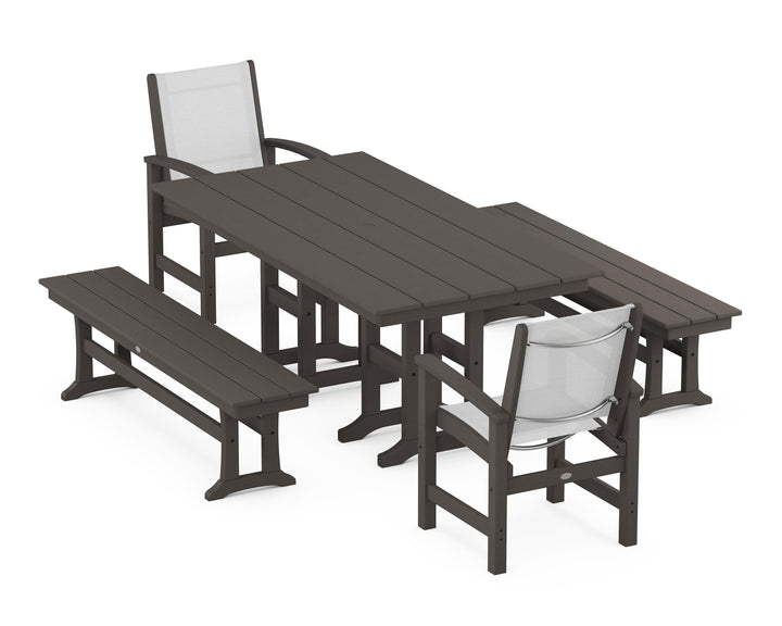 POLYWOOD® Coastal 5-Piece Farmhouse Dining Set