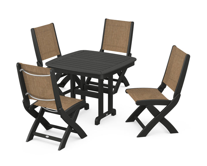 POLYWOOD® Coastal Folding Side Chair 5-Piece Dining Set
