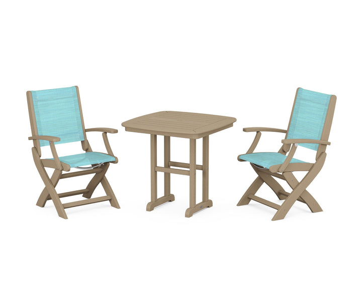 POLYWOOD® Coastal Folding Chair 3-Piece Dining Set