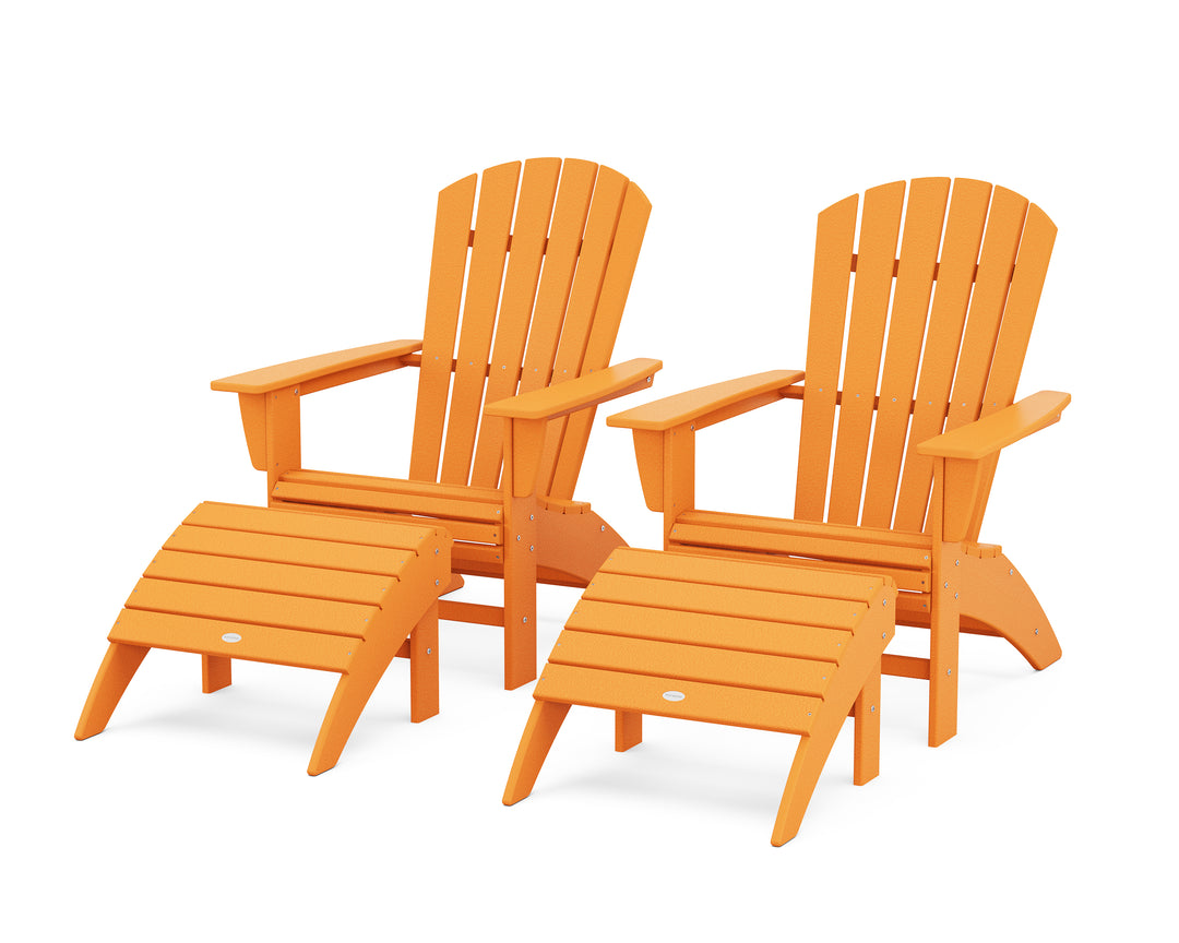 POLYWOOD® Nautical Curveback Adirondack Chair 4-Piece Set with Ottomans