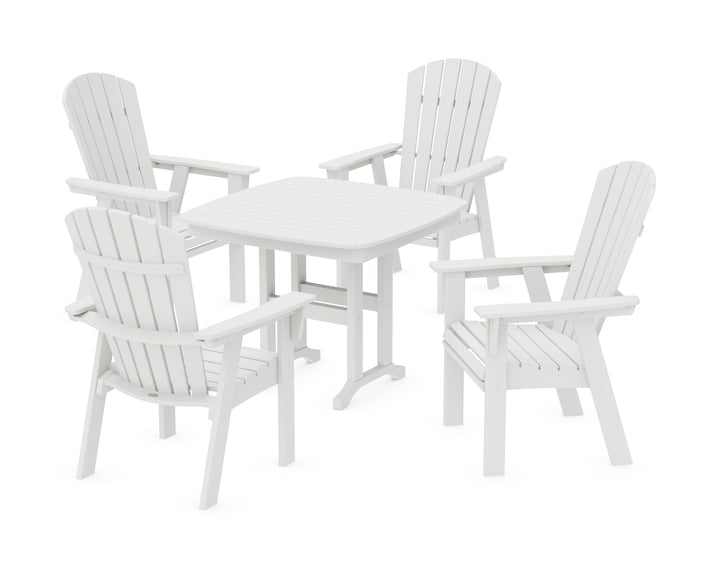 POLYWOOD® Nautical Curveback Adirondack 5-Piece Dining Set with Square Dining Table