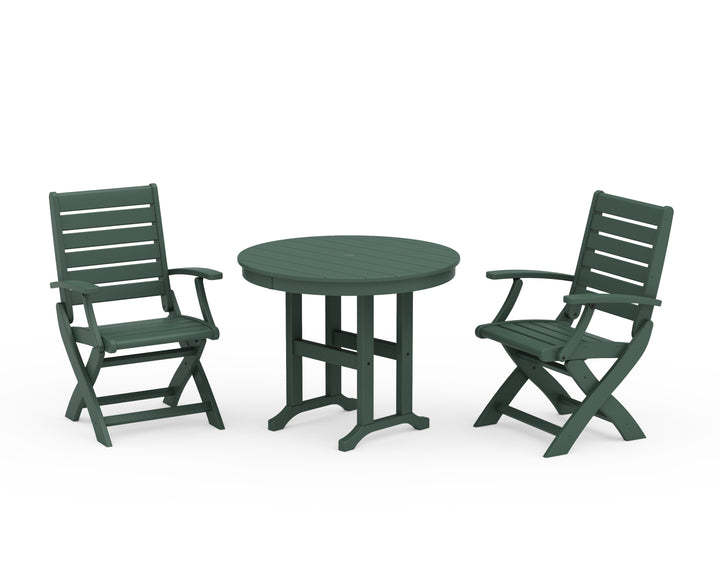 POLYWOOD® Signature Folding Chair 3-Piece Round Farmhouse Dining Set