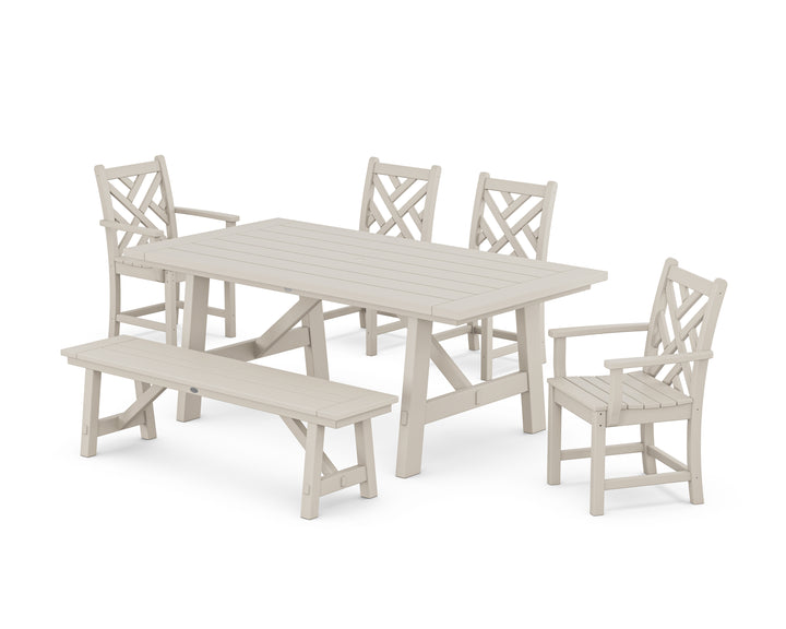 POLYWOOD® Chippendale 6-Piece Rustic Farmhouse Dining Set With Bench