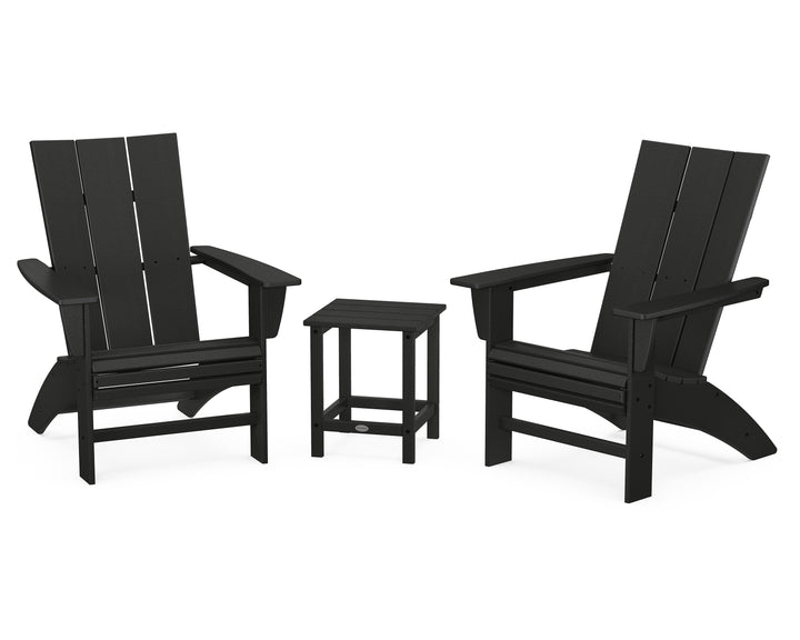 POLYWOOD® Modern 3-Piece Curveback Adirondack Set with Long Island 18" Side Table