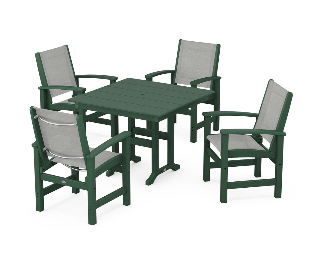 POLYWOOD® Coastal 5-Piece Farmhouse Dining Set