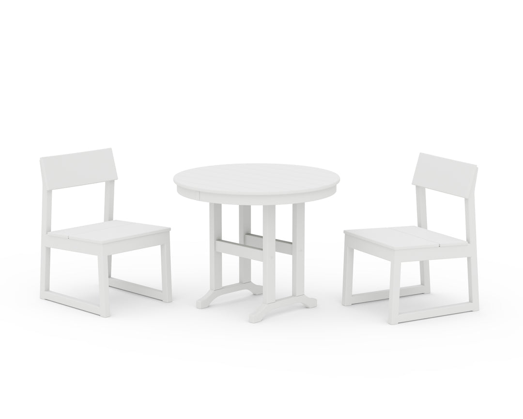 POLYWOOD® EDGE Side Chair 3-Piece Round Dining Set