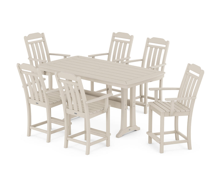 Country Living Cottage Arm Chair 7-Piece Counter Set with Trestle Legs