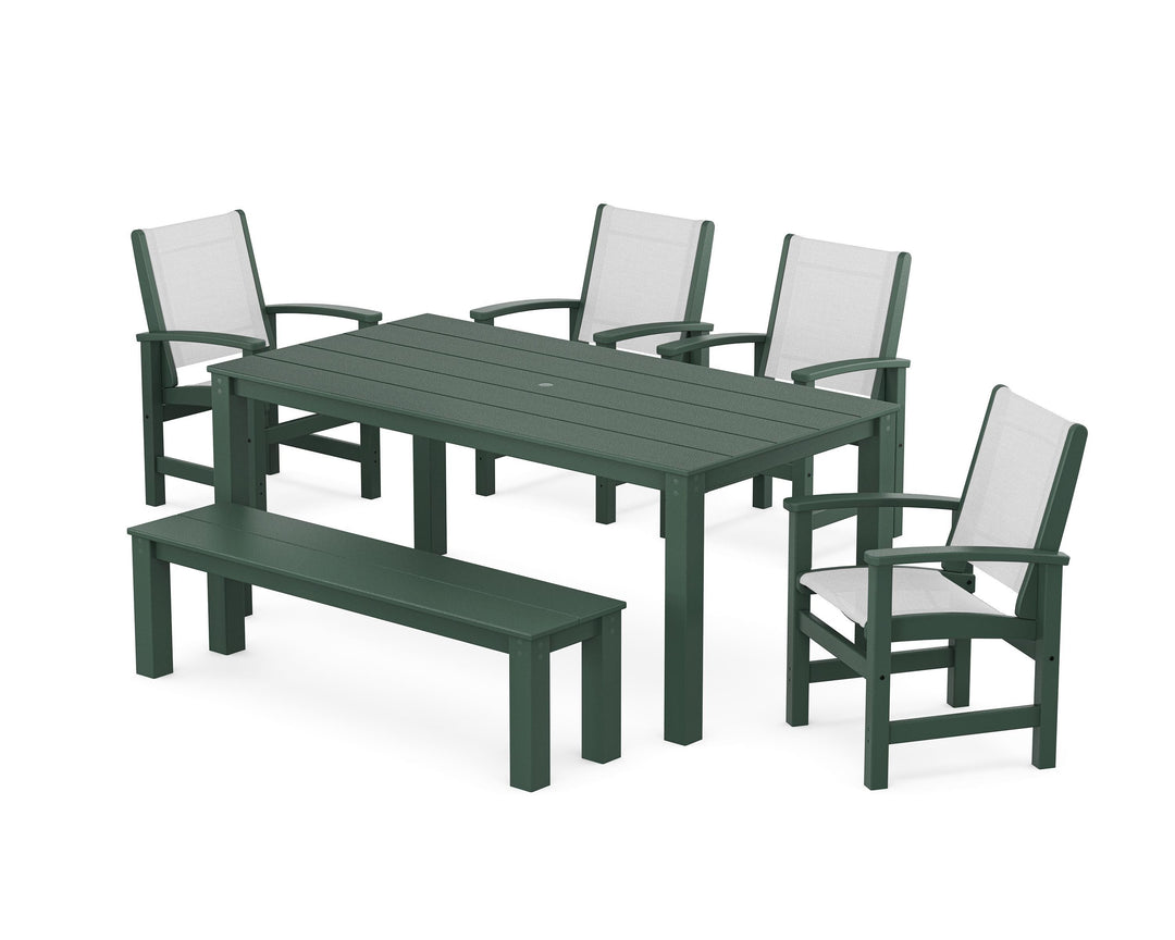 POLYWOOD® Coastal 6-Piece Parsons Dining Set with Bench