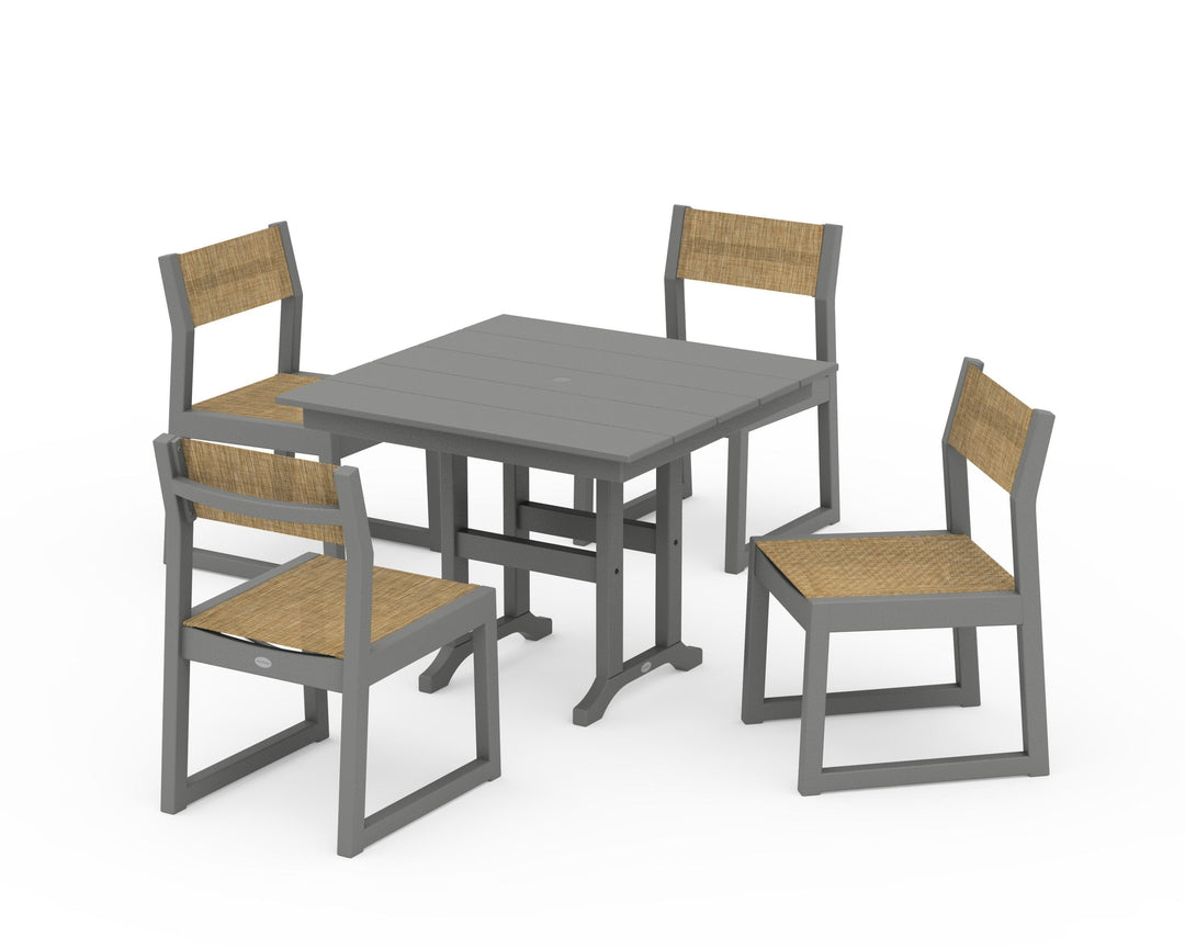 POLYWOOD® EDGE Sling Side Chair 5-Piece Farmhouse Dining Set