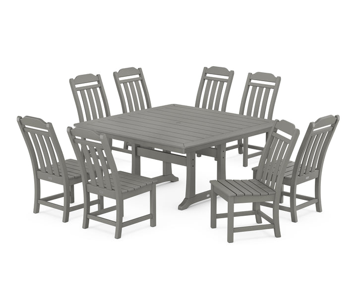 Country Living Cottage 9-Piece Square Side Chair Dining Set with Trestle Legs