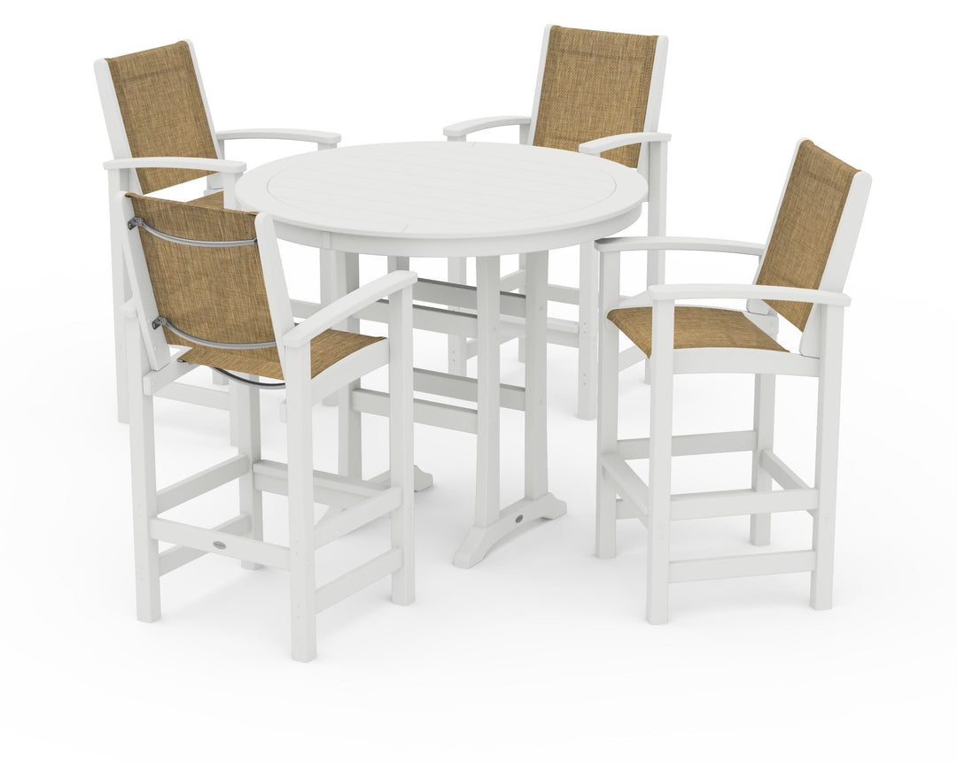 POLYWOOD® Coastal 5-Piece Nautical Trestle Bar Set