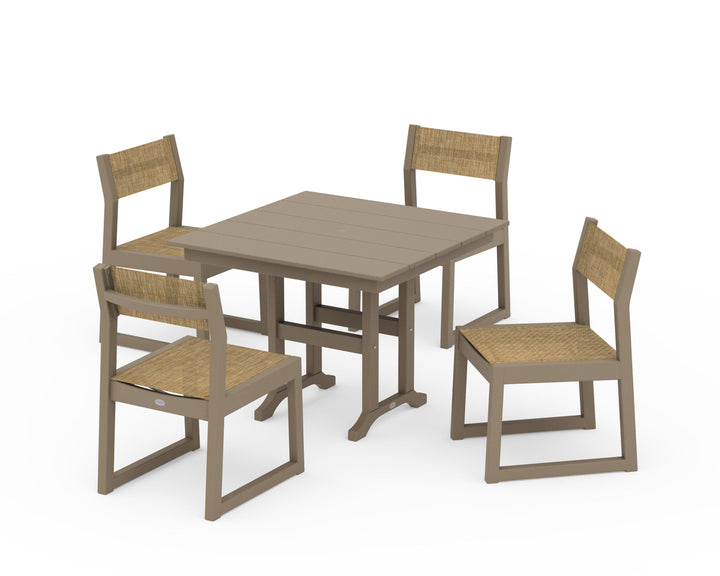 POLYWOOD® EDGE Sling Side Chair 5-Piece Farmhouse Dining Set