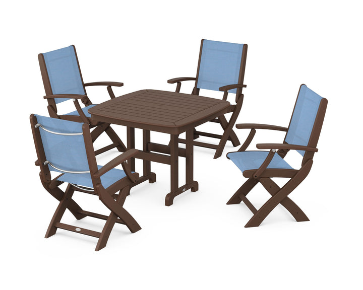POLYWOOD® Coastal Folding Chair 5-Piece Dining Set