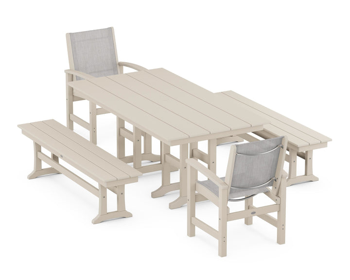 POLYWOOD® Coastal 5-Piece Farmhouse Dining Set