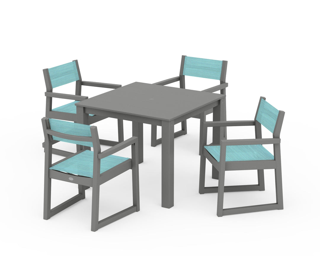 POLYWOOD® EDGE Sling Arm Chair 5-Piece Parsons Dining Set