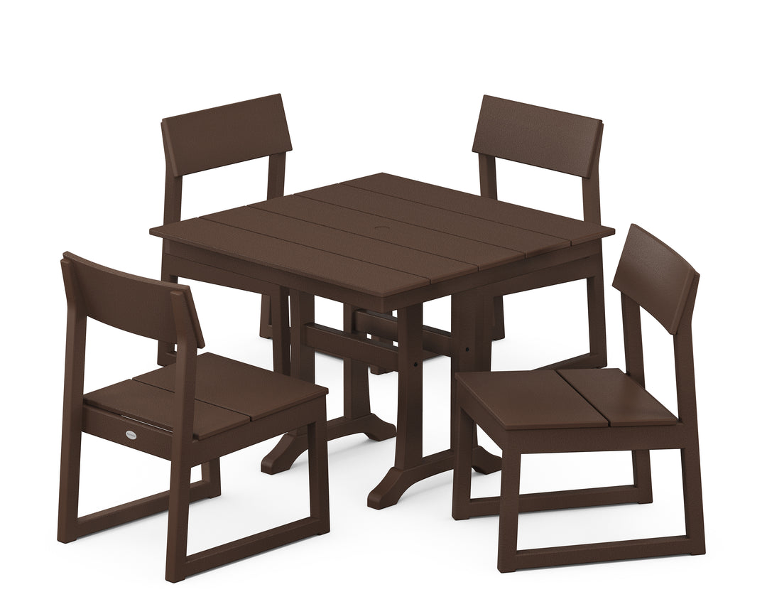 POLYWOOD® EDGE 5-Piece Farmhouse Trestle Side Chair Dining Set