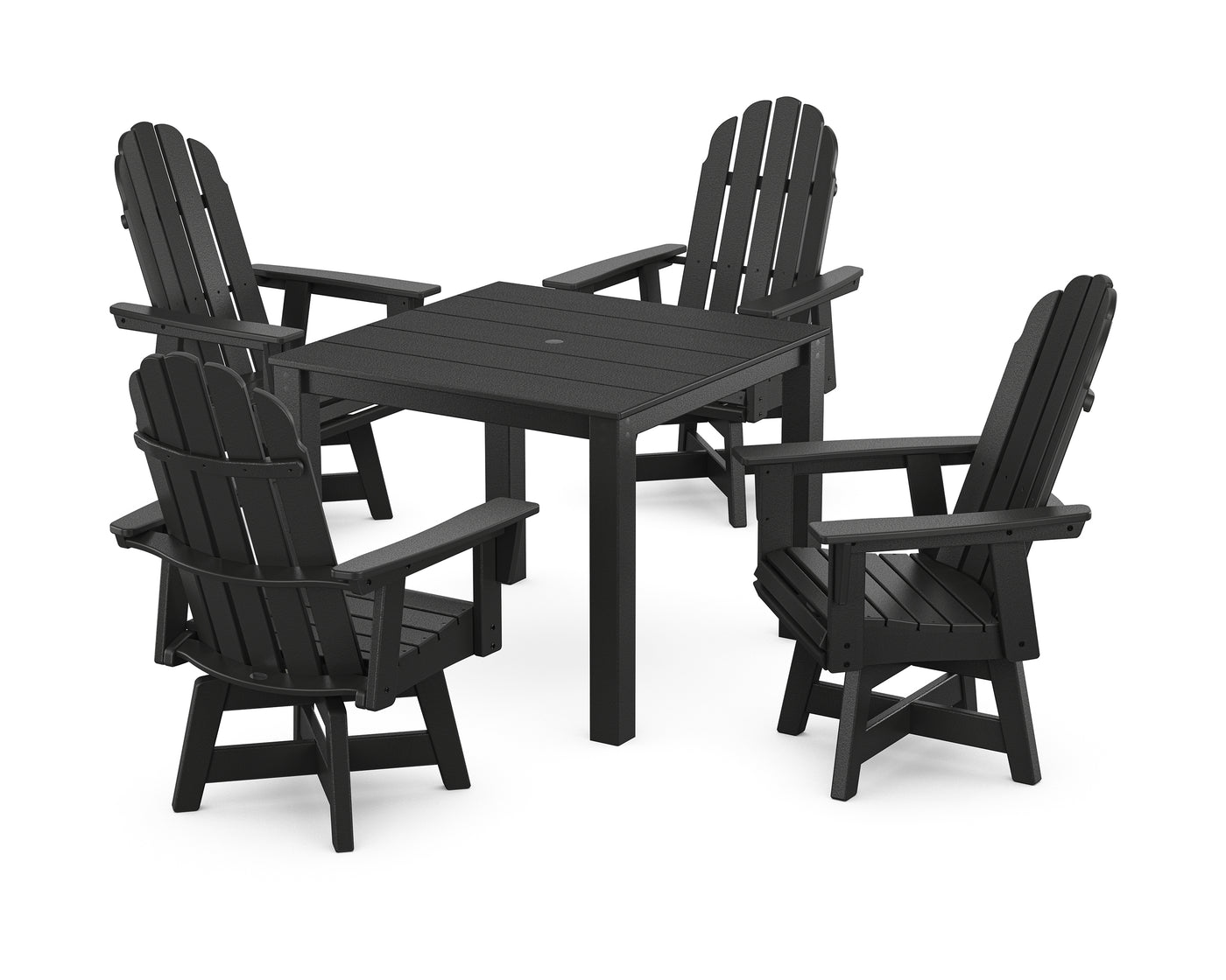 Vineyard Curveback Adirondack 5-Piece Parsons Swivel Dining Set