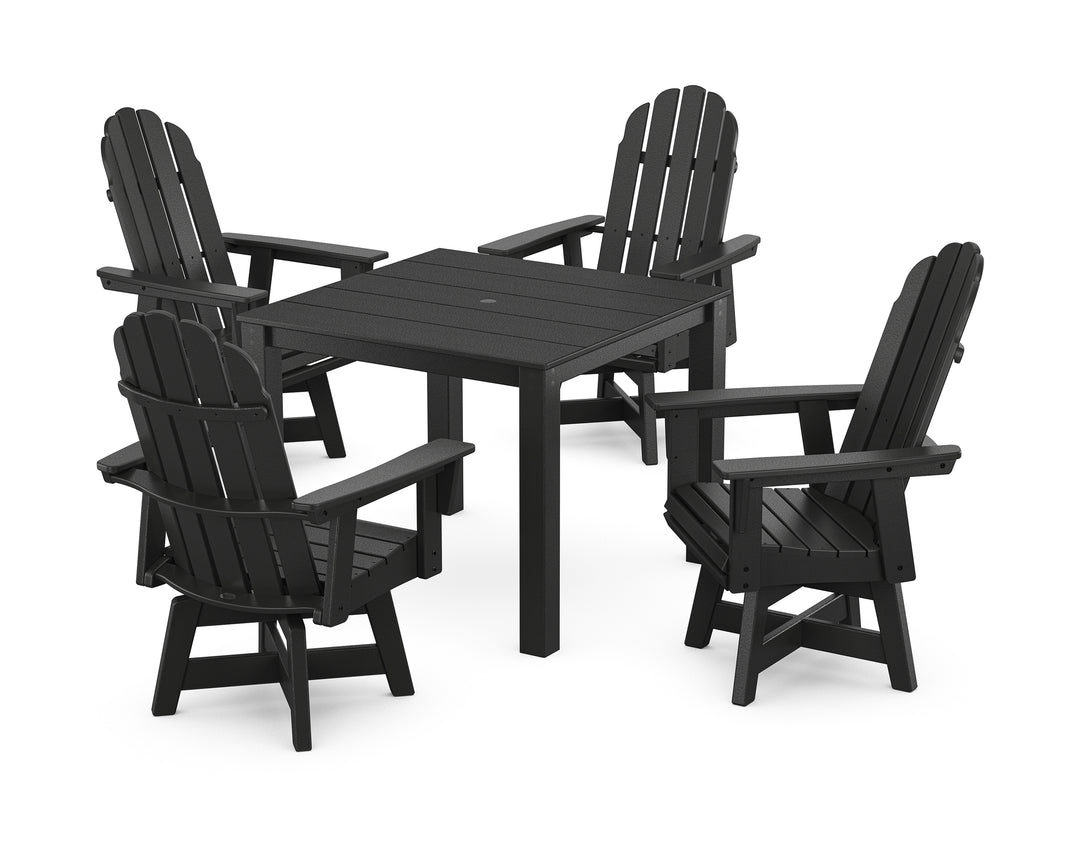 POLYWOOD® Vineyard Curveback Adirondack 5-Piece Parsons Swivel Dining Set
