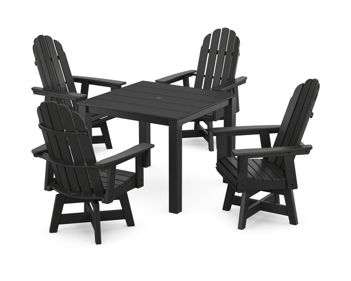 POLYWOOD® Vineyard Curveback Adirondack 5-Piece Parsons Swivel Dining Set