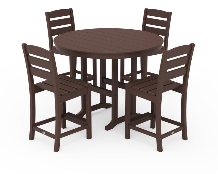 POLYWOOD® Lakeside 5-Piece Farmhouse Round Side Chair Counter  Set