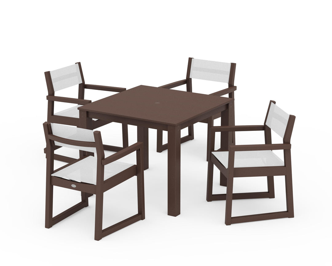 POLYWOOD® EDGE Sling Arm Chair 5-Piece Parsons Dining Set