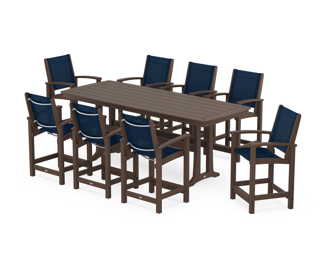 POLYWOOD® Coastal 9-Piece Counter Set with Trestle Legs