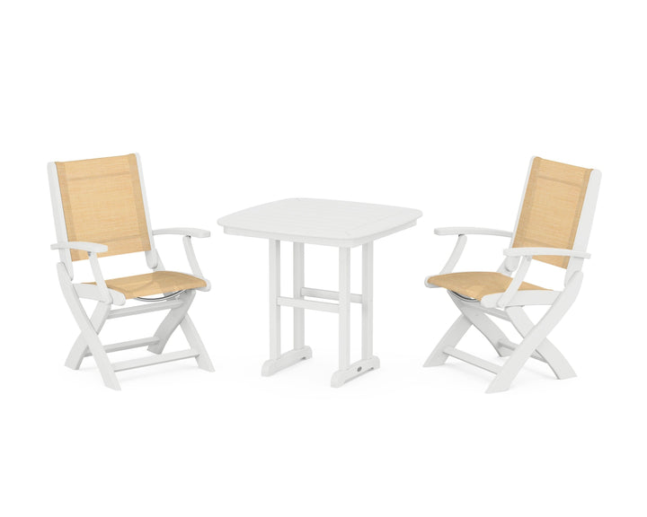 POLYWOOD® Coastal Folding Chair 3-Piece Dining Set