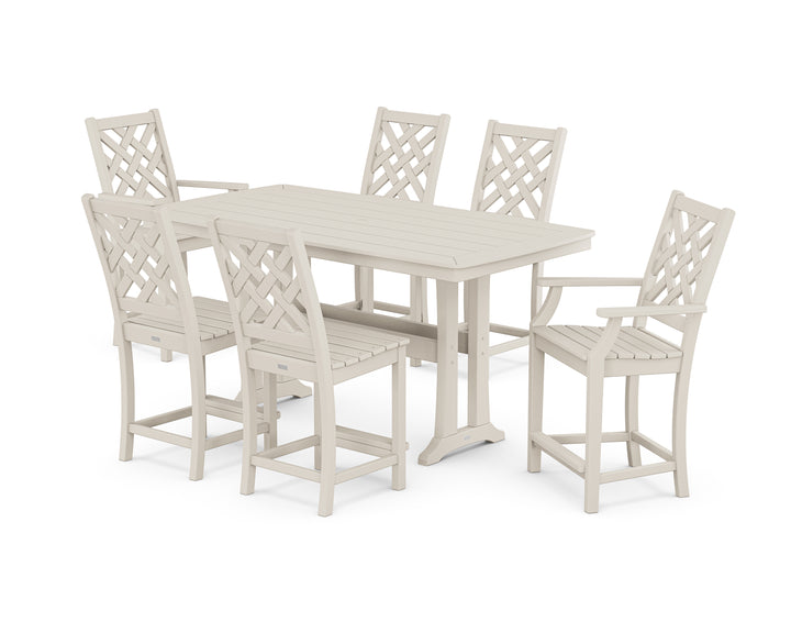 Country Living Wovendale 7-Piece Counter Set with Trestle Legs