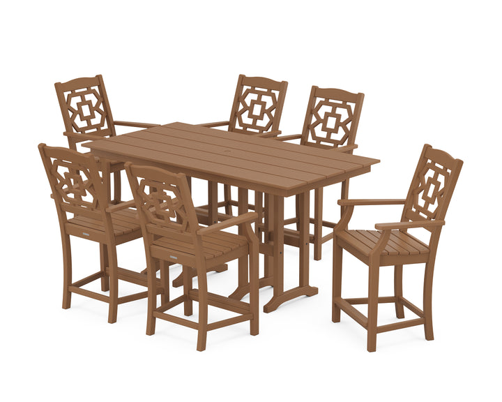 Martha Stewart by POLYWOOD® Chinoiserie Arm Chair 7-Piece Farmhouse Counter Set