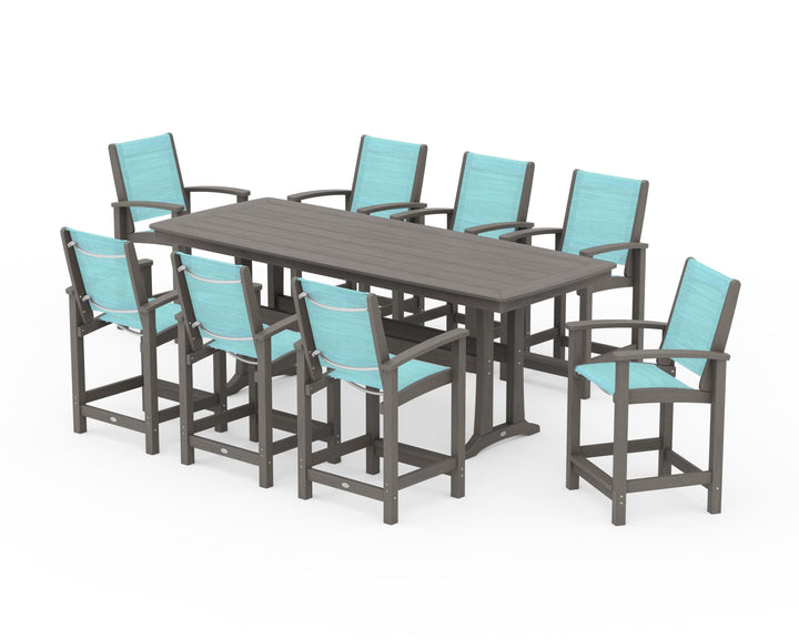 POLYWOOD® Coastal 9-Piece Counter Set with Trestle Legs
