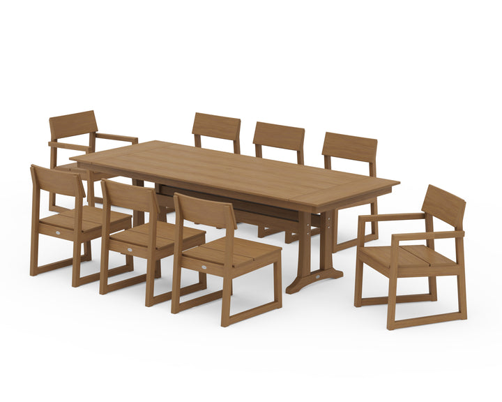 POLYWOOD® EDGE 9-Piece Farmhouse Dining Set with Trestle Legs