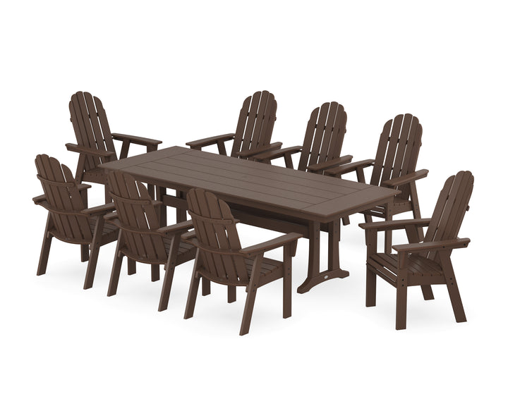 POLYWOOD® Vineyard 9-Piece Curveback Adirondack Farmhouse Dining Set with Trestle Legs