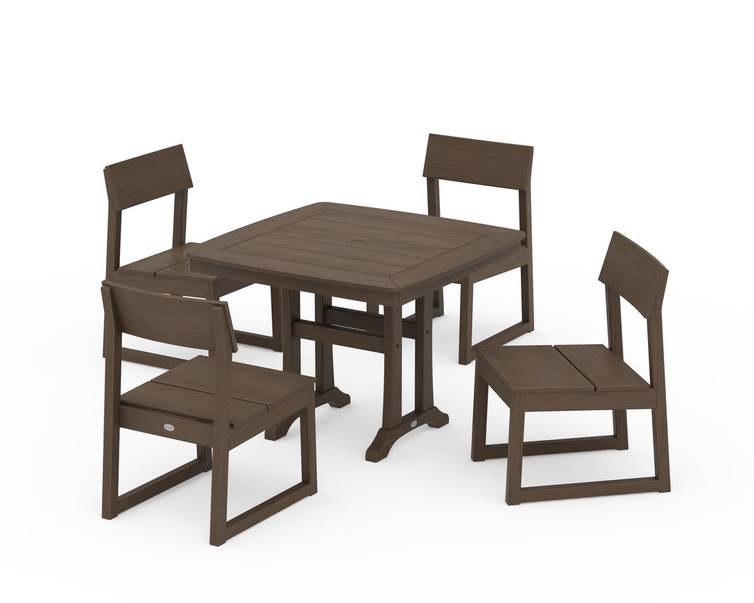 POLYWOOD® EDGE Side Chair 5-Piece Dining Set with Trestle Legs