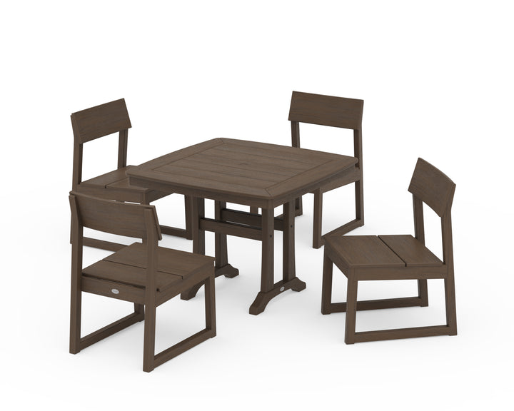 POLYWOOD® EDGE Side Chair 5-Piece Dining Set with Trestle Legs