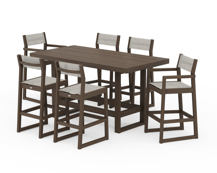 POLYWOOD® EDGE Sling 7-Piece Bar Table Set