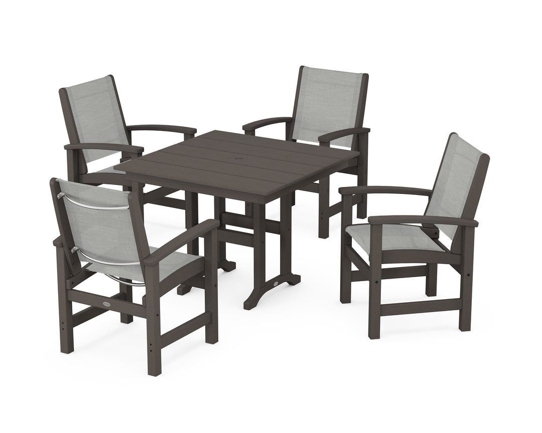 POLYWOOD® Coastal 5-Piece Farmhouse Dining Set