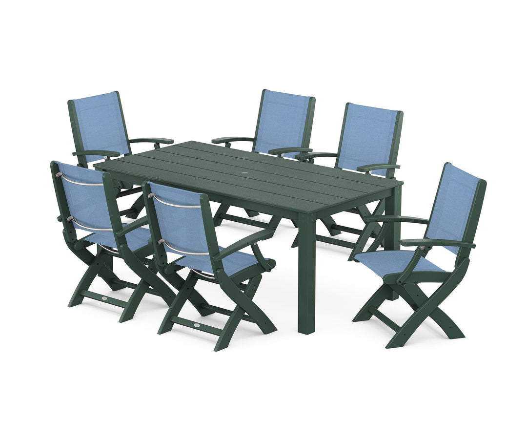 POLYWOOD® Coastal Folding Chair 7-Piece Parsons Dining Set