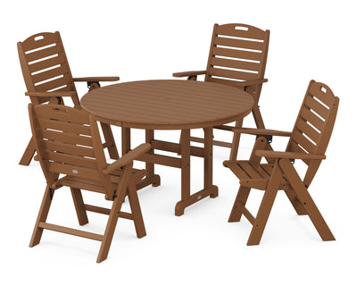 Nautical Folding Chair 5-Piece Round Farmhouse Dining Set